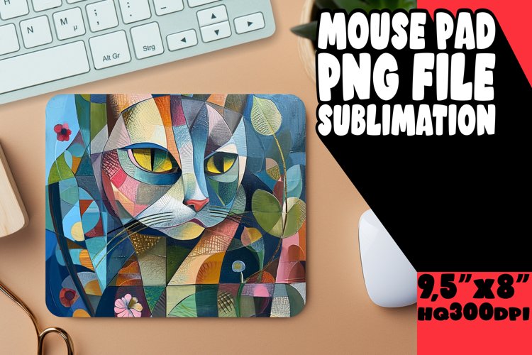 Witty Cat Sublimation Mouse Pad example image 1