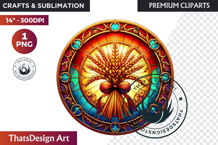 Autumn Stained Glass PNG, Fall Thanksgiving Pumpkin clipart