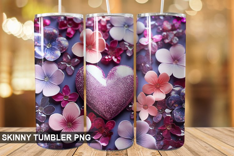 3D Valentines Day Tumbler Design | Sublimation Wrap 20 Oz