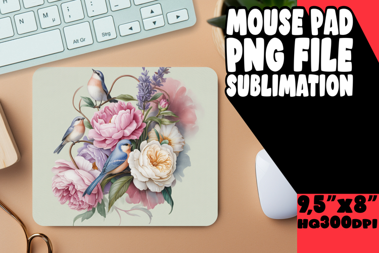 Playful Mouse Pad Sublimation PNG, Birds