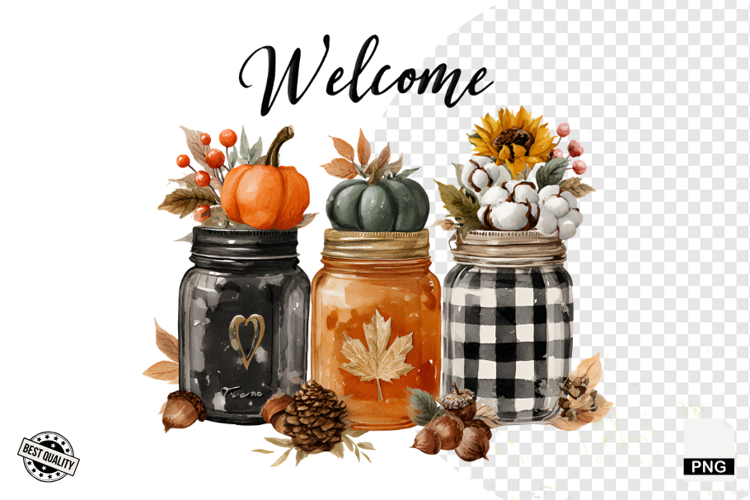 Fall Masons Jars Clipart