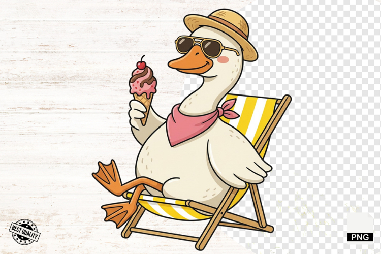 Summer Silly Goose Clipart PNG