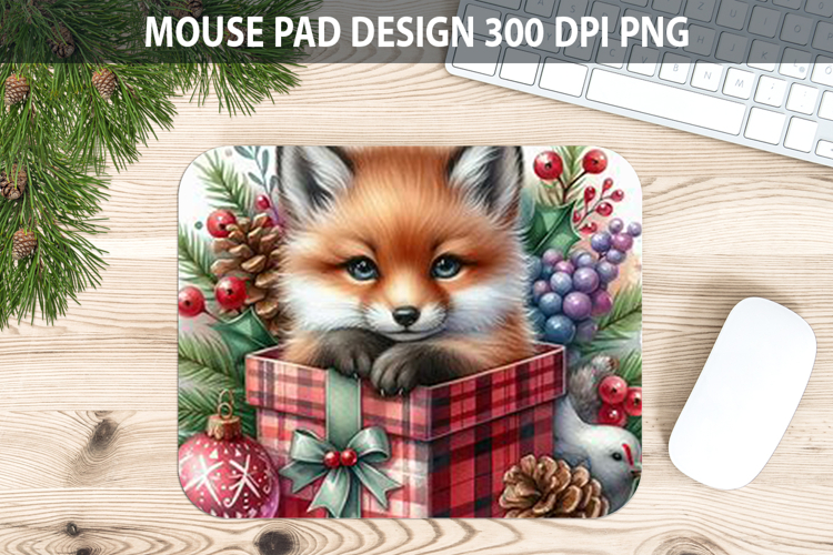 Fox Mouse pad Sublimation - Christmas Animal PNG Design