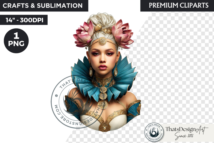 Royal Lotus Princess Fantasy Goddess Floral Clipart