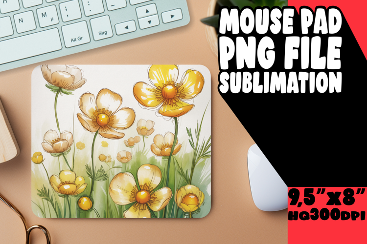 Whimsical Desk Mat Sublimation PNG, Flowers