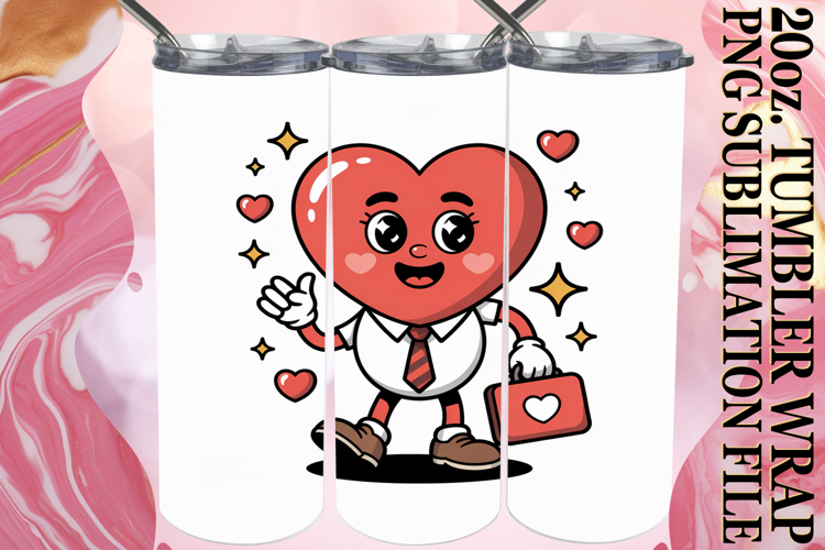 Magical Sublimation 20oz tumbler wrap, Valenines Heart