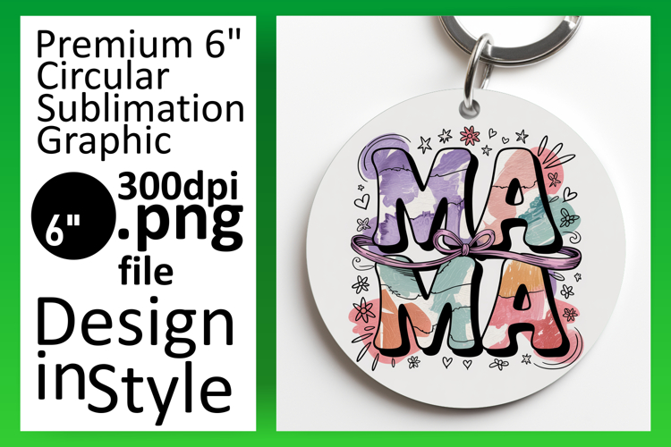 Artful Round Design Coaster Template , Mama