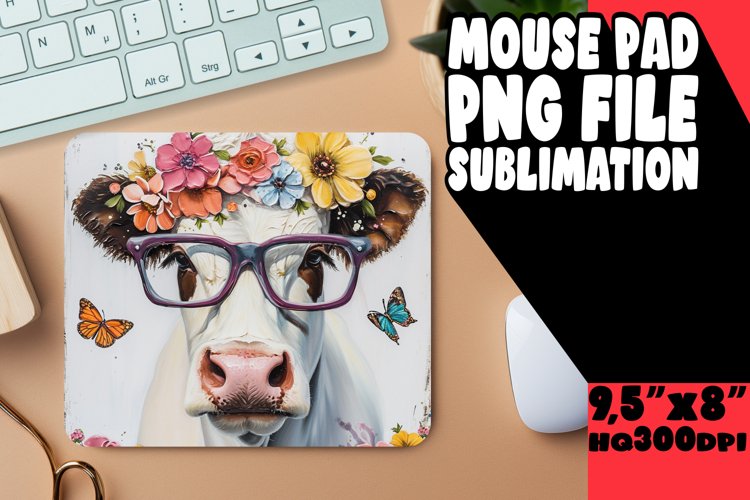 Fresh Pasture Cow Mouse Pad: Watercolor Spring example image 1