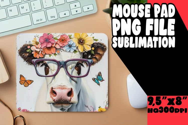 Fresh Pasture Cow Mouse Pad: Watercolor Spring
