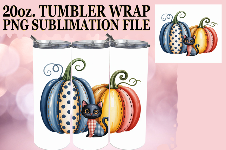 Cozy afternoons 20oz tumbler wrap, Pumpkin Watercolor