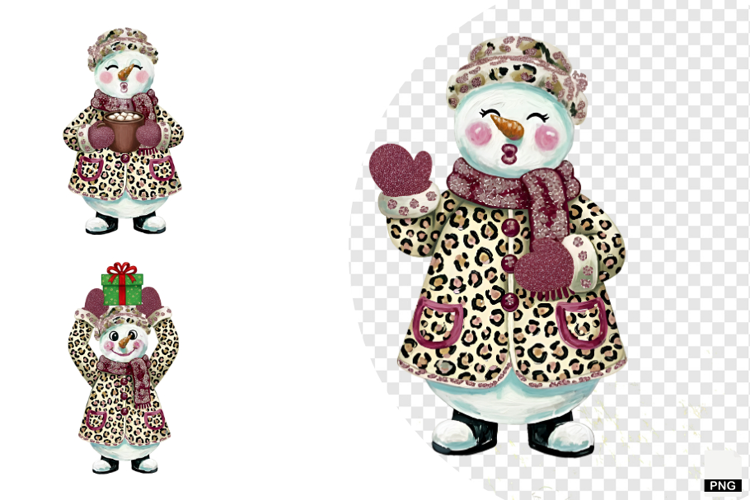 Winter Glitter Snowman Clipart