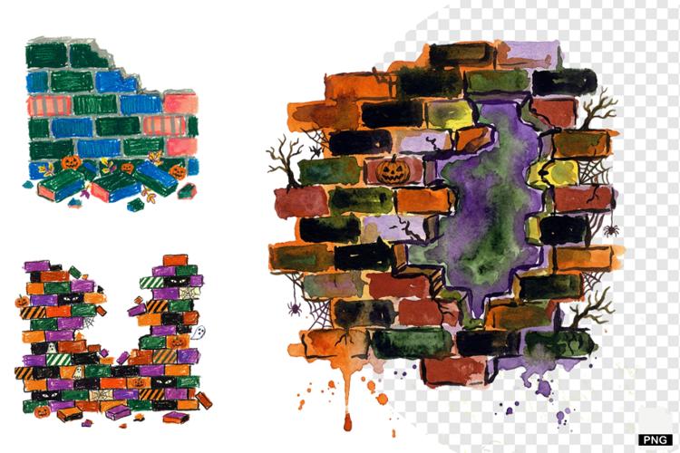 Halloween Brick Wall PNG