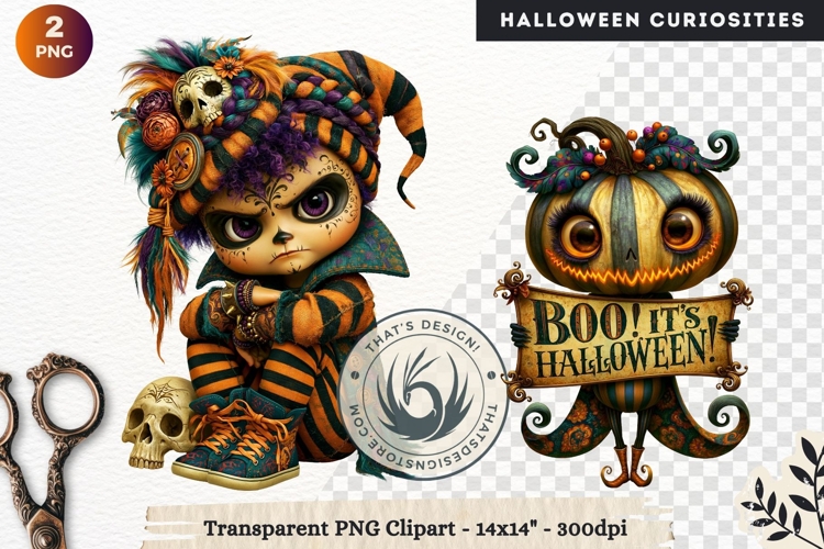 Surreal Halloween Character Cliparts Spooky Curiosities