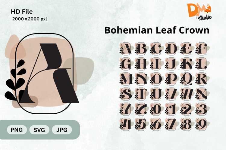 Bohemian Leaf Crown Monogram