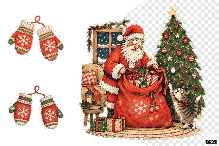 Whimsical Christmas Clipart example image 1