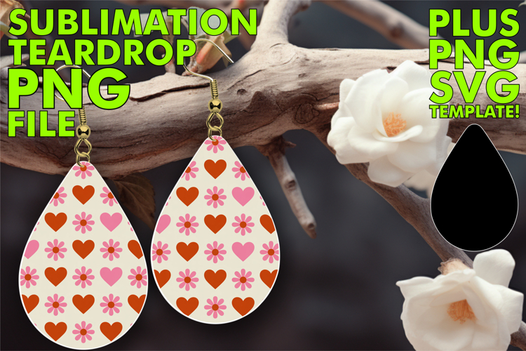 Cheerful Teardrop Earrings MAGIC, Valentines Pattern