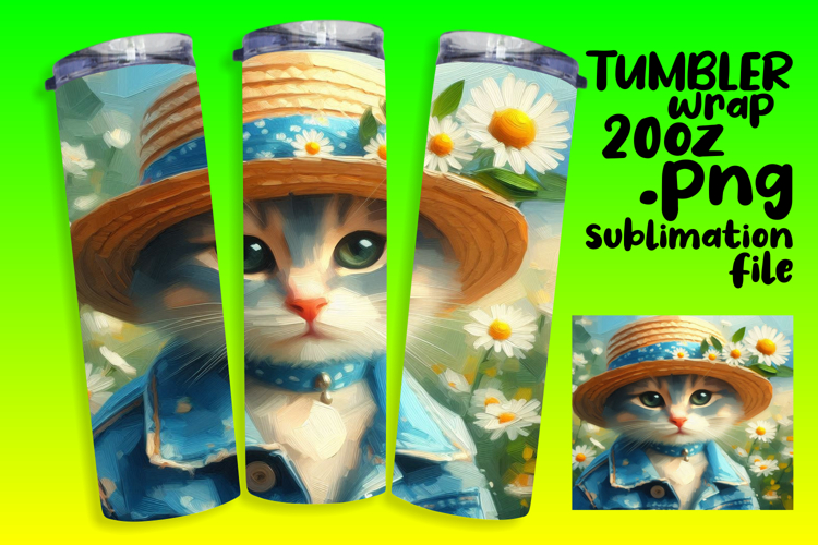 ELEGANT 20oz Tumbler PNG Design , Cute Cat