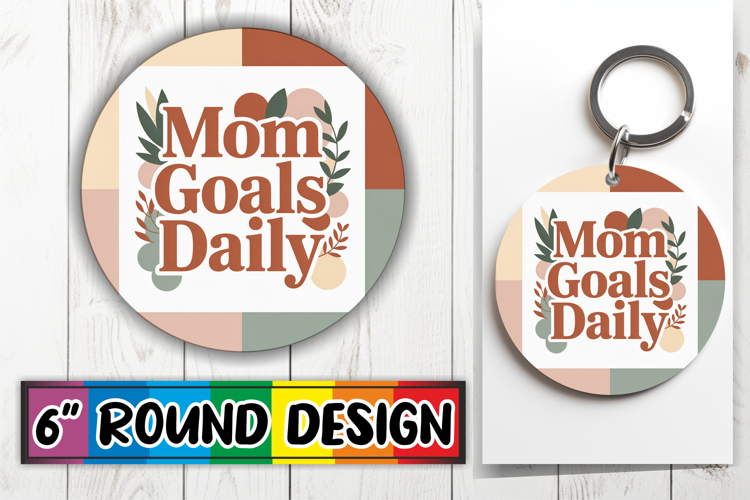 Playful Circle Keychain Sublimation, Mothers Day