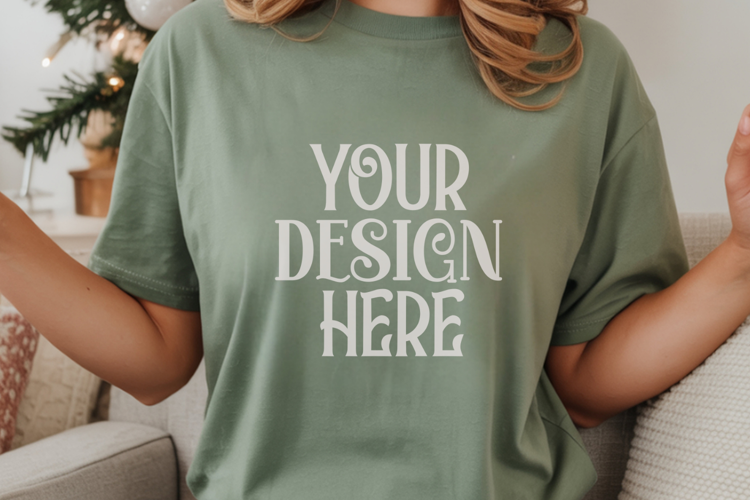 Moss Comfort Colors 1717 Christmas Mockup, CC 1717