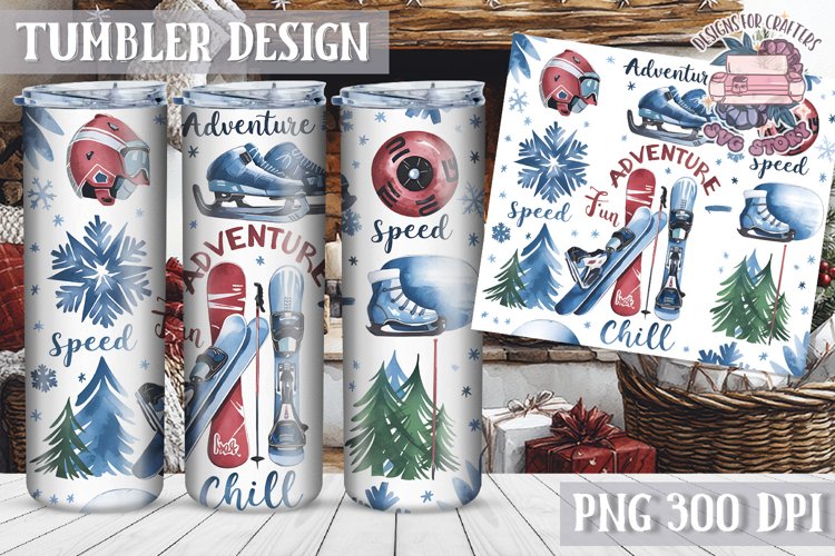 Sublimation Tumbler WRAP Christmas Design Quote Watercolor