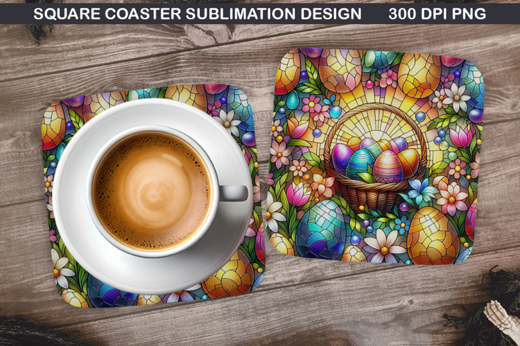 Easter Flower Coaster Sublimation, Easter Coaster PNG Design