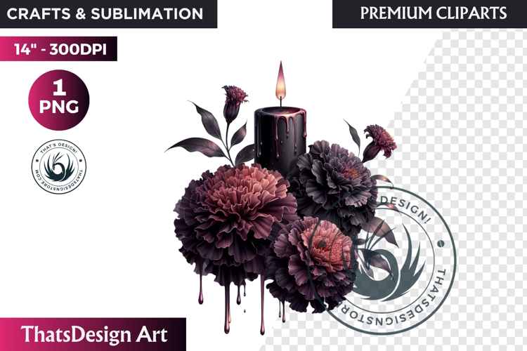 Dark flowers, wedding Florals PNG, Dark Romance Clipart