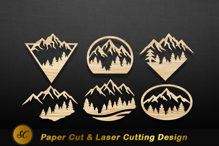 Wooden mountain forest cutouts nature Laser cut