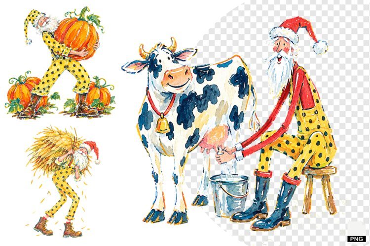 Santa In Farmhouse PNGs example image 1