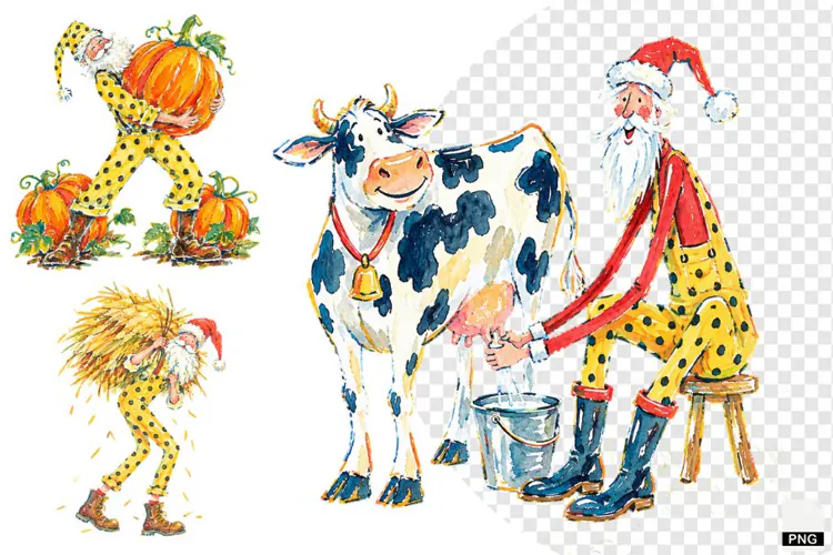 Santa In Farmhouse PNGs