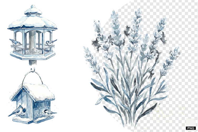 Winter Birds Garden Clipart