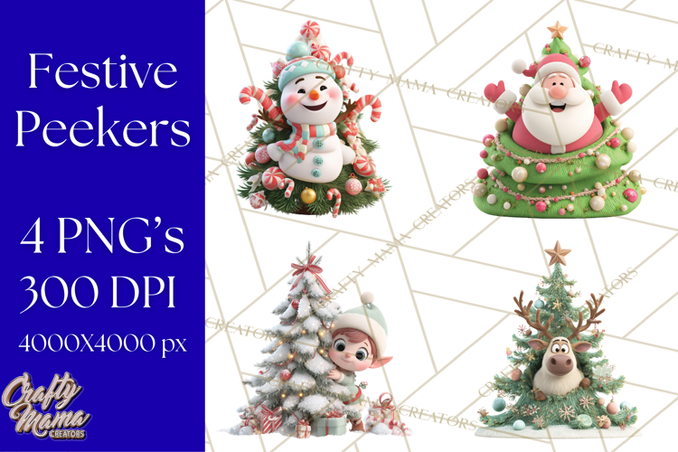 Christmas Tree Clipart PNG Cute Characters for Holiday Craft
