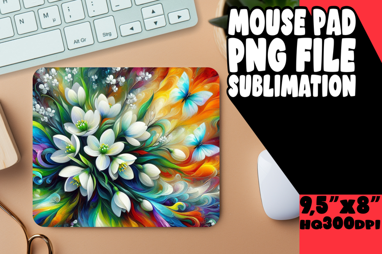 Bright MOUSE PAD Sublimation Art, Flowers