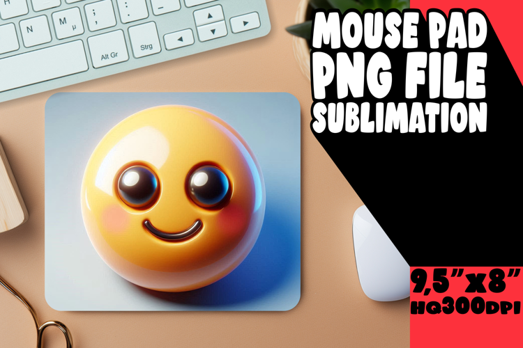 BRIGHT MOUSE PAD SUBLIMATION STYLE, 3D Emoji