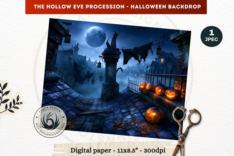 Gothic Halloween background - Hollow Eve Procession Backdrop