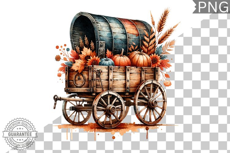 Fall Wagon Garden Sublimation - Fall Clipart PNG Design