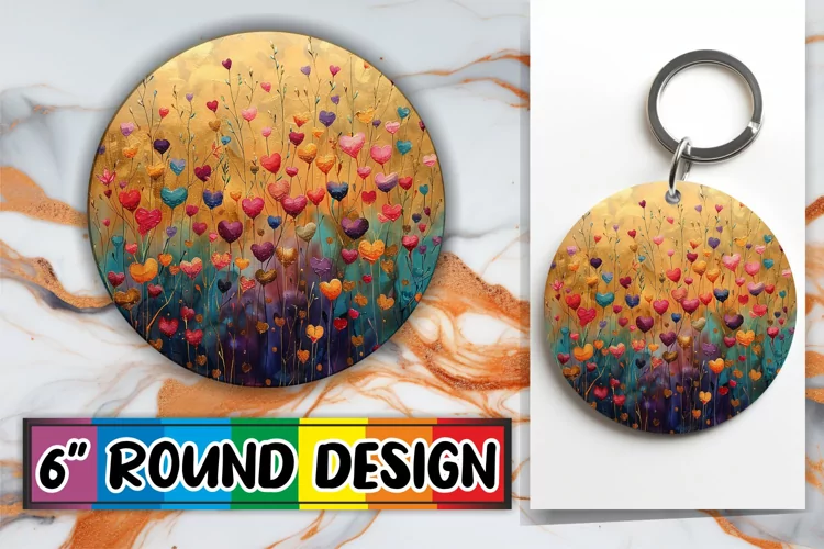 Blossom Brilliance: Sublimation Circle Keychain & Car