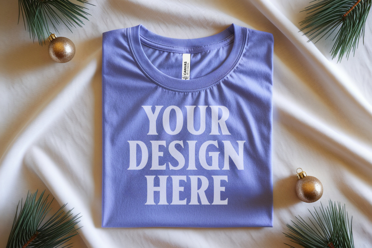 Christmas Bella Canvas 3001 Athletic Heather Folded Tshirt