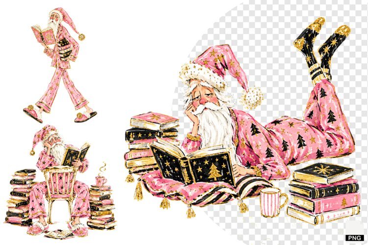 Santa loves Reading PNG example image 1