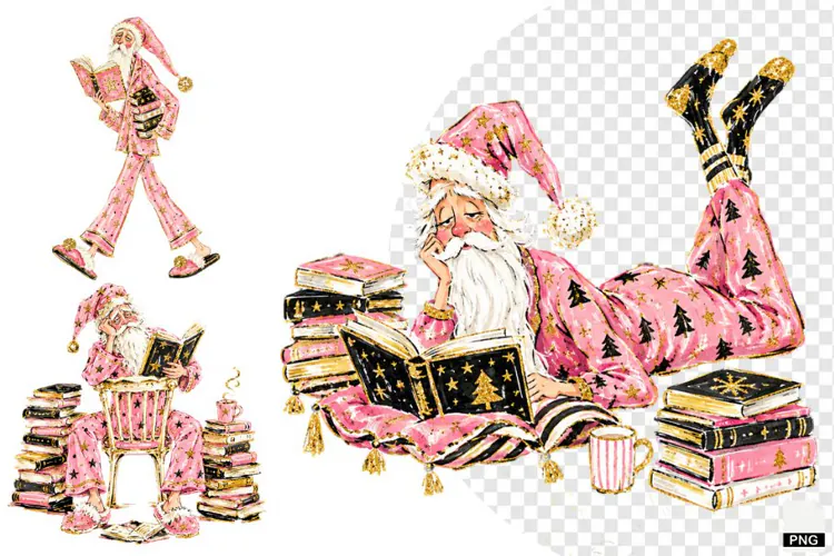 Santa loves Reading PNG