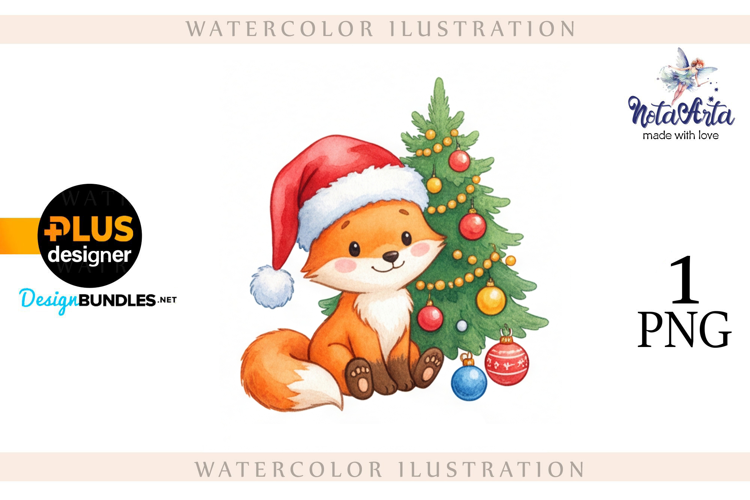 Illustration of a cute Christmas fox