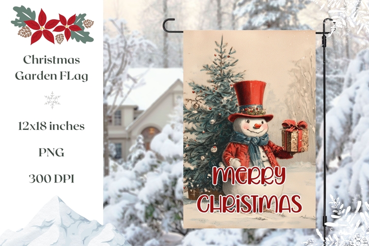 Vintage Snowman Garden Flag, Winter Garden Flag Design