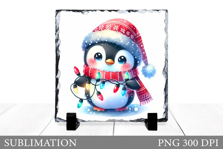Cute Penguin Sublimation. Christmas Penguin Slate Design