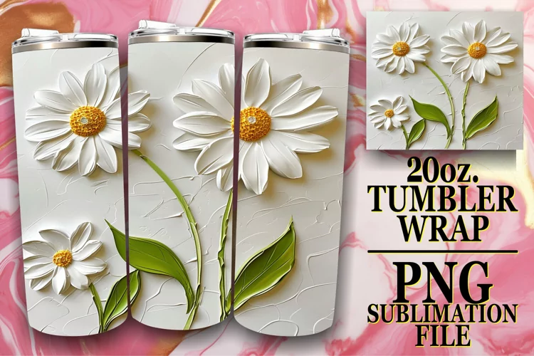 3D Flower Delight: Sublimation 20oz Tumbler
