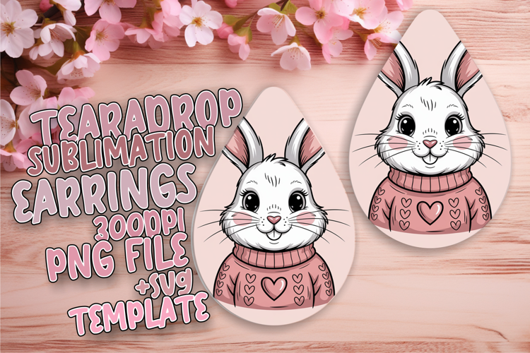 Unique Teardrop Earrings Sublimation PNG , Valenines Animals