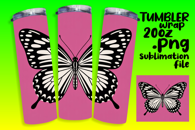 Sublimation Graphics for 20oz Tumblers , Butterfly