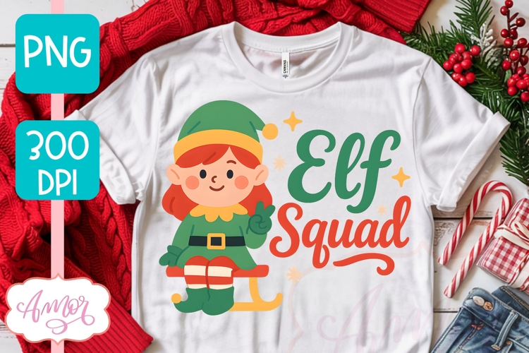Cute Christmas PNG design, Elf squad PNG sublimation