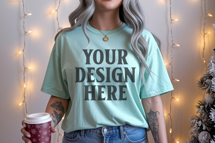 Chalky Mint Christmas Comfort Colors 1717 TShirt Mockup,cc17