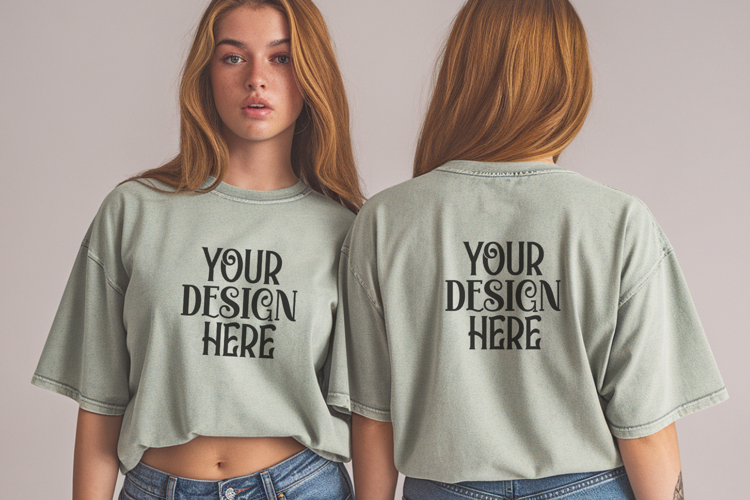 Comfort Colors 1717 Chalky Mint Front & back T shirt mockups