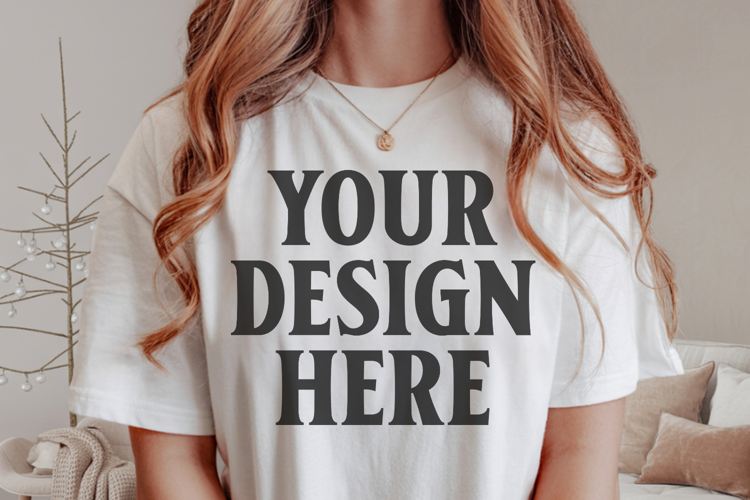 Christmas Comfort Colors 1717 Ivory T-Shirt Mockup Real