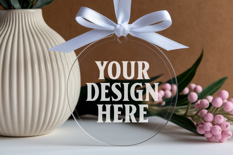 Acrylic Christmas Ornament Mockups | Clear Holiday Ornament